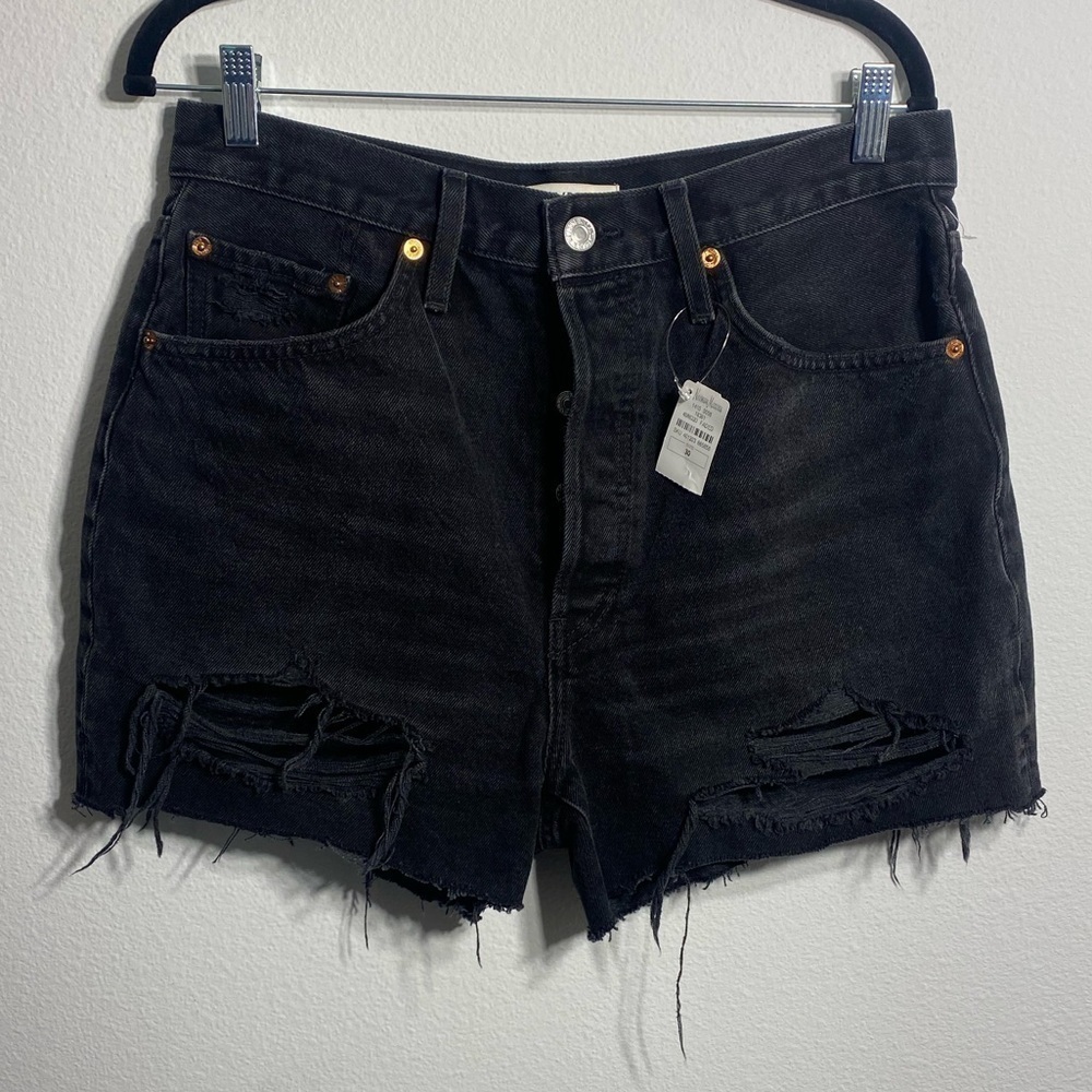 Re/done 70s high rise shorts black denim distressed - Picture 3 of 8